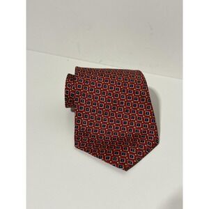 Lauren Ralph Lauren Silk Tie Mens Red Geometric Hand Finished Classic Neckwear